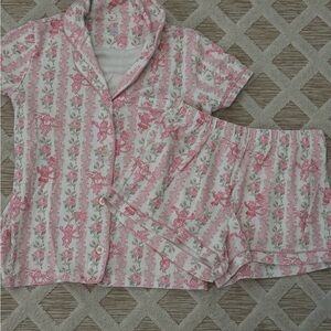 LIMITED EDITION LOVE SHACK FANCY ROLLER RABBIT floral monkey pattern pajamas